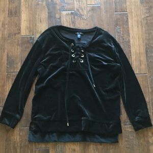 Spring+Mercer Black Velvet Shirt